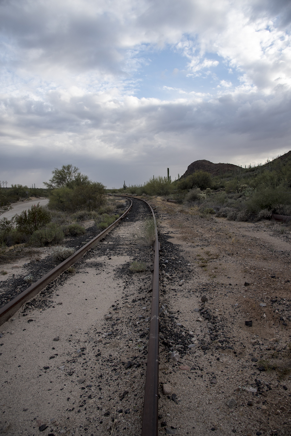 Photo of MARRCO corridor railroad tracks in desert environment