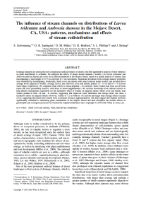 The influence of stream channels on distributions of Larrea tridenta and Ambrosia dumosa journal article document page Thumbnail image of The influence of stream channels on distributions of Larrea tridenta and Ambrosia dumosa first page